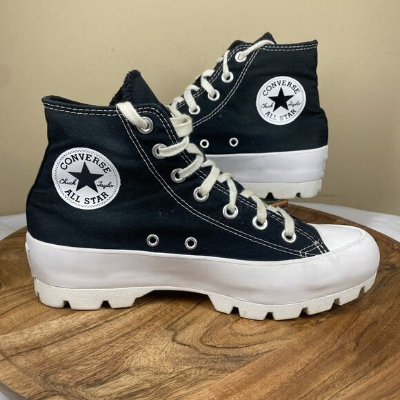 Converse Shoes - Converse Chuck Taylor All Star Womens Black & White Size 8 Lugged High Top Shoes